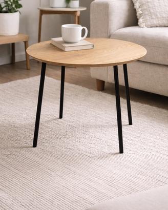 Tavolino rotondo in legno con gambe nero