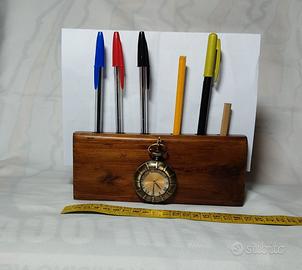 OROLOGIO da tasca + ORGANIZER Portapenne Legno