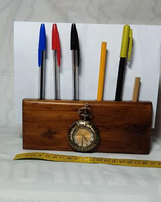 OROLOGIO da tasca + ORGANIZER Portapenne Legno