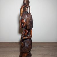 Statua lignea Mozambico donna uccello vintage