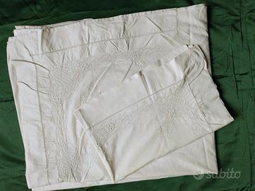 Antico Lenzuolo Matrimoniale Sopra E Due Federe Co