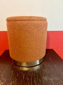 Pouf Contenitore Grande in Tessuto Bouclé Marrone