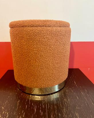 Pouf Contenitore Grande in Tessuto Bouclé Marrone