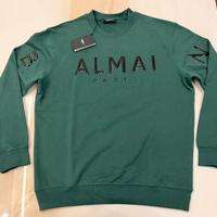 Felpa girocollo Balmain verde militare/cachi.