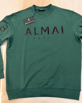 Felpa girocollo Balmain verde militare/cachi.