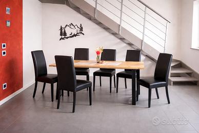 6 Sedie nere moderne in pelle