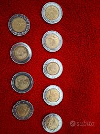 Nove monete da lire 500