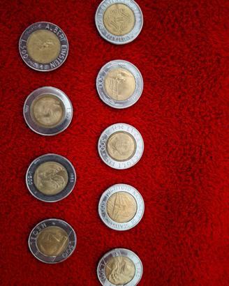 Nove monete da lire 500