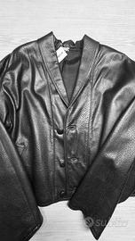 Giubbotto giacca uomo donna over pelle nera nuovo