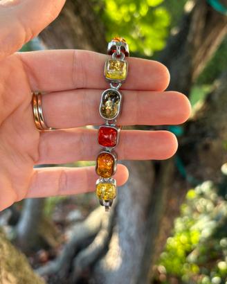 Bracciale vintage ambra argento 925