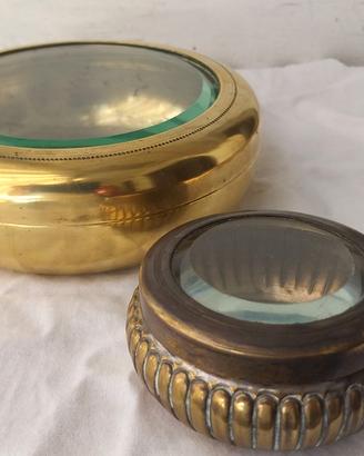 Scatole in Ottone con vetro sopra Vintage Galbiati