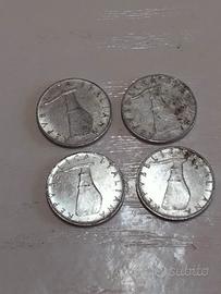 n. 4 monete da 5 lire serie "delfino" anni 1952,  
