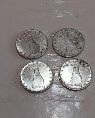 n. 4 monete da 5 lire serie "delfino" anni 1952,  
