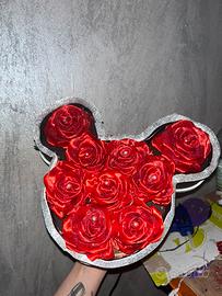 Scatola Topolino con Rose in seta eterne