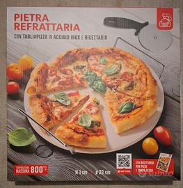 Pietra refrattaria con tagliapizza acciaio inox 
