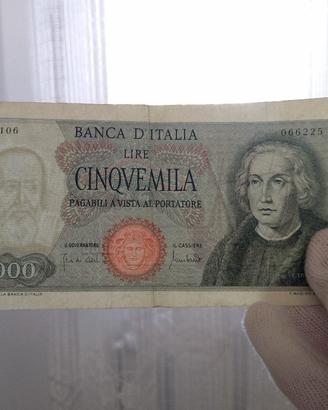 Banconota 5000 lire Colombo. 