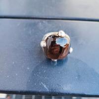 anello Pomellato in argento con pietra quarzo fumé