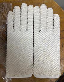 Guanti pizzo cotone color panna vintage