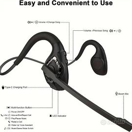 Cuffie Bluetooth Wireless Orecchio Aperto Mic