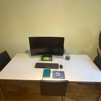 TAVOLO IN METALLO CROMATO CON VETRO SATINATO