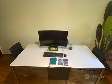 TAVOLO IN METALLO CROMATO CON VETRO SATINATO