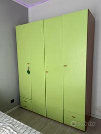 Armadio guardaroba 4 ante moderno – Verde e Legno