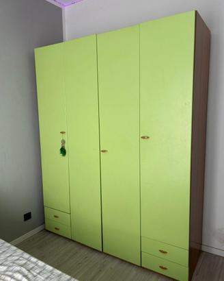 Armadio guardaroba 4 ante moderno – Verde e Legno