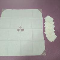 Set 6 tovaglioli+tovaglietta in puro lino pizzo