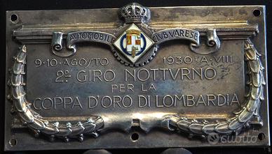 Placca auto in Argento ACI Varese 1930