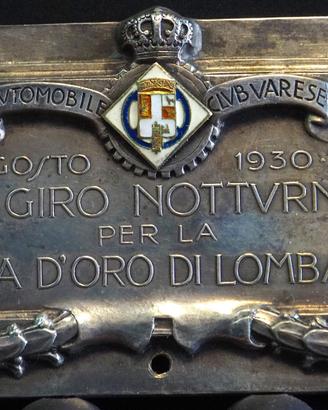 Placca auto in Argento ACI Varese 1930