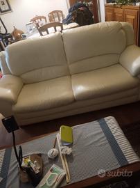 divano 2 posti bianco vera pelle 