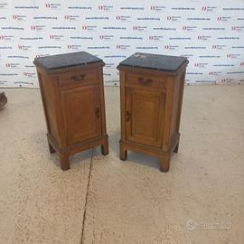 Coppia di Comodini Liberty con Piano in Marmo