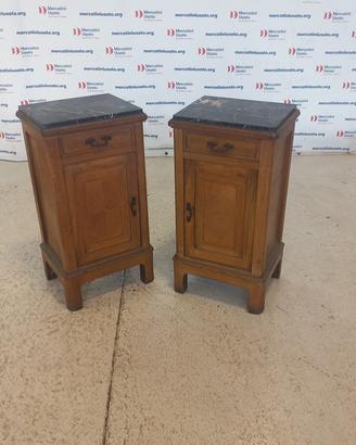 Coppia di Comodini Liberty con Piano in Marmo