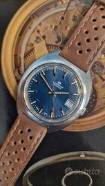 Lorenz Edox 37mm Calendar 1970s Blue Dial