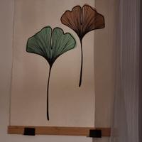 Quadro su carta di riso Ikea con pianta ginko 
