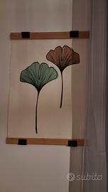 Quadro su carta di riso Ikea con pianta ginko 