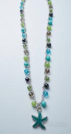 Collana choker con cristalli e ciandolo stella