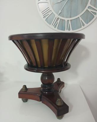 Antico Fornello da Tè Olandese Legno e Ottone XIX 