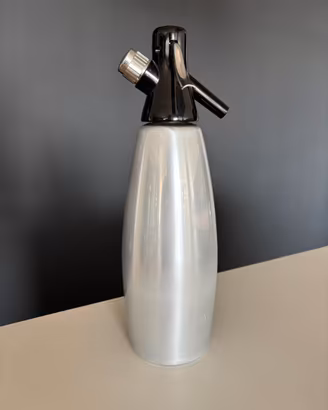 Sifone da seltz vintage ISI argentato e nero