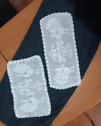Set centrini filet cotone bianco