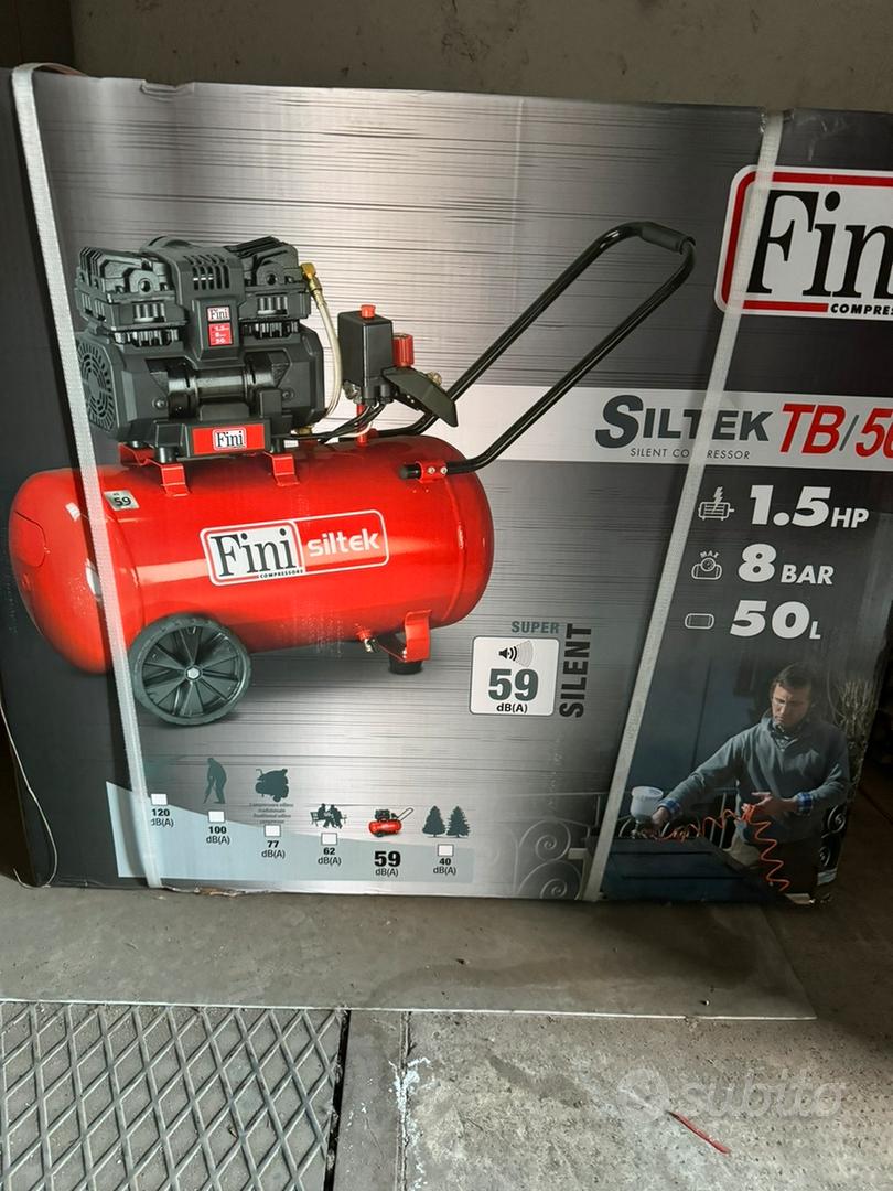 FINI COMPRESSORE ARIA SILENZIATO 24 LITRI SILTEK TB 24 8 BAR 1.5 HP 59 db(A)