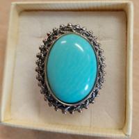 Anello in argento 800  con pietra pasta turchese
