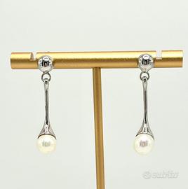 Orecchini oro bianco 18k e Perle