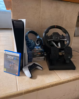 PlayStation 5 disco + Volante Hori + Cuffie +gioch