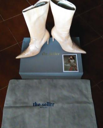 STIVALI “THE SELLER” IN PELLE BEIGE SBIANCATO n°38