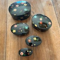 Lotto di 5 scatole vintage in lacca cinese