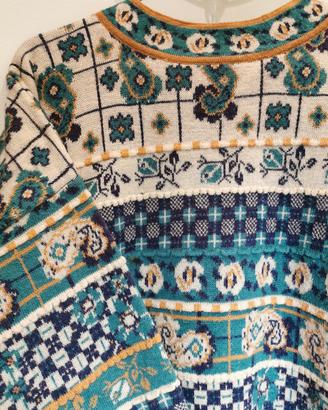 Maglione vintage lana - geometrico floreale