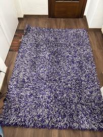 Tappeto shaggy viola e bianco