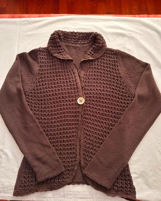 Cardigan donna in cotone colore marrone