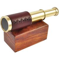 Telescopio in ottone e scatola in legno